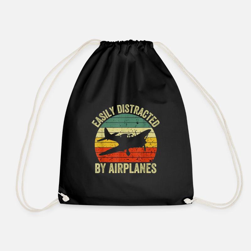 Easily Distracted by Airplanes - Turnbeutel - Schwarz