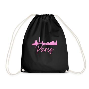 Paris France Eiffel Tower Souvenir - Drawstring Bag - black - Front