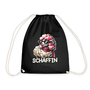 Chef Chefin Schaf Geschenk Schäfin Spruch - Turnbeutel - Schwarz - Vorne