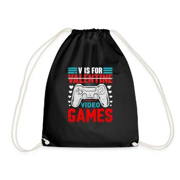 Singles Valentine Day Retro For Gamers Girl & Boys - Drawstring Bag - black - Front