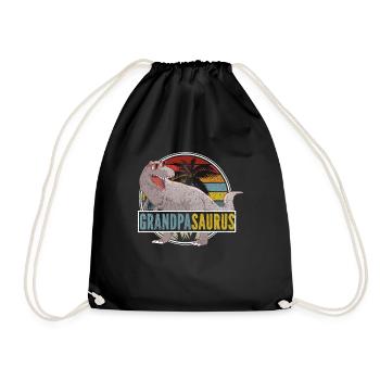 Opasaurus T Rex Dinosaur Grandpa Saurus - Drawstring Bag - black - Front