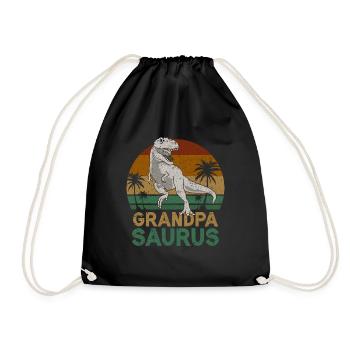 Opasaurus T Rex Dinosaur Grandpa Saurus - Drawstring Bag - black - Front