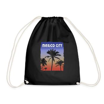 Mexiko-Stadt Mexiko Sonnenuntergang Urlaub Souvenir Palme - Turnbeutel - Schwarz - Vorne