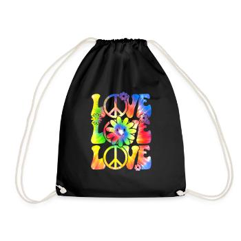 Groovy Tie Dye rétro des années 70 Hippie Vintage - Sac de sport léger - noir - Devant
