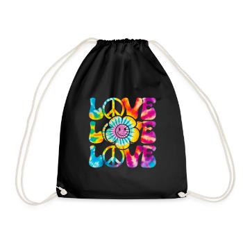 Groovy Tie Dye Retro 70s Hippie Vintage - Drawstring Bag - black - Front