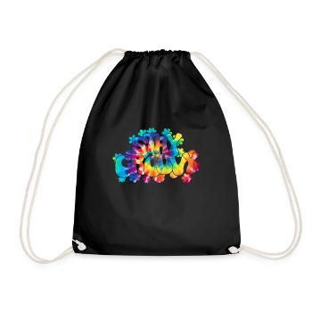 Groovy Tie Dye Retro 70s Hippie Vintage - Drawstring Bag - black - Front
