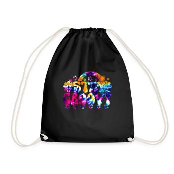 Groovy Tie Dye Retro 70s Hippie Vintage - Drawstring Bag - black - Front