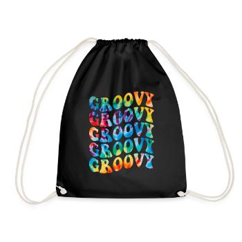 Groovy Tie Dye rétro des années 70 Hippie Vintage - Sac de sport léger - noir - Devant
