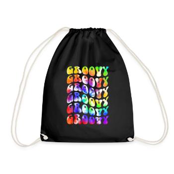 Groovy Tie Dye rétro des années 70 Hippie Vintage - Sac de sport léger - noir - Devant