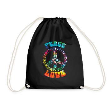 Groovy Tie Dye Retro 70s Hippie Vintage - Drawstring Bag - black - Front