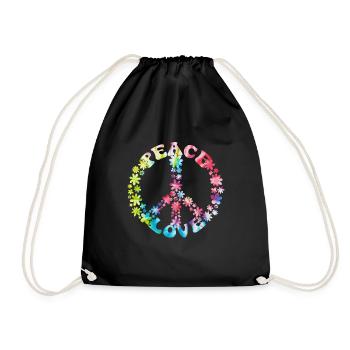 Groovy Tie Dye Retro 70s Hippie Vintage - Drawstring Bag - black - Front