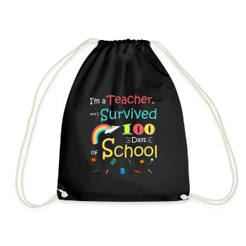 Alles Gute zum 100. Schultag Schülergeschenk 100 Tage - Turnbeutel - Schwarz - Vorne