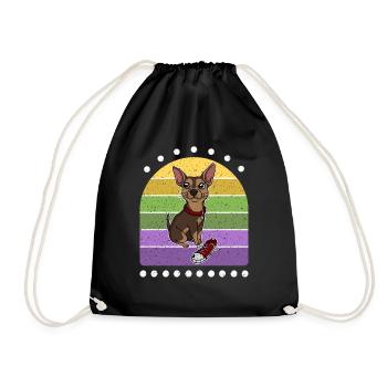 Sneaker Chihuahua Retro Dog - Drawstring Bag - black - Front