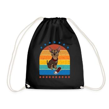 Sneaker Chihuahua Retro Dog - Drawstring Bag - black - Front