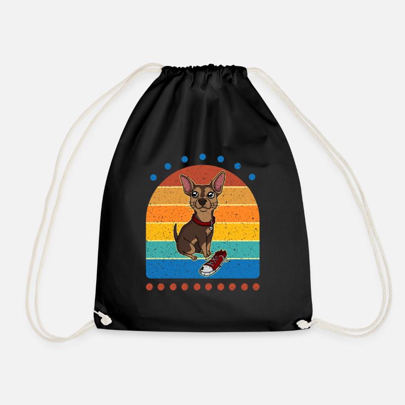 Sneaker Chihuahua Retro Dog - Drawstring Bag - black