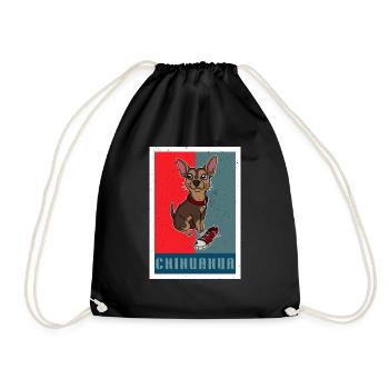 Sneaker Chihuahua Retro Dog - Drawstring Bag - black - Front