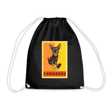 Sneaker Chihuahua Retro Dog - Drawstring Bag - black - Front