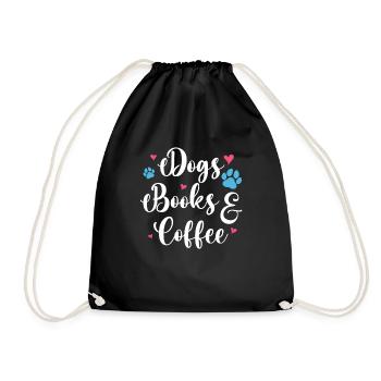 Hunde Bücher Und Kaffee - Turnbeutel - Schwarz - Vorne