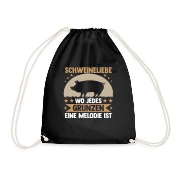 Schwein Schweinebauer Bauernhof Schweine - Turnbeutel - Schwarz - Vorne