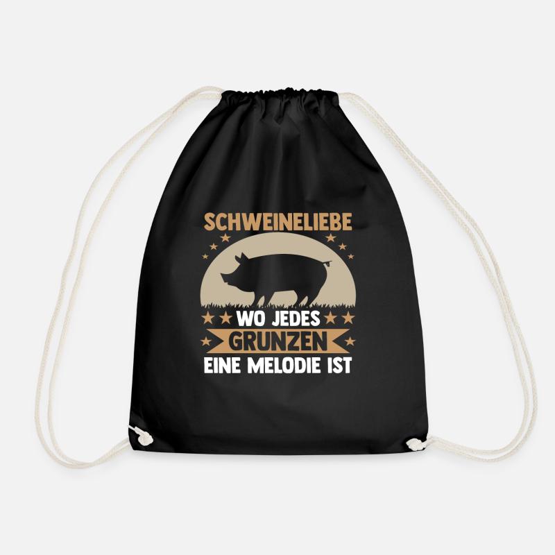 Schwein Schweinebauer Bauernhof Schweine - Turnbeutel - Schwarz