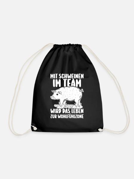 Schwein Schweinebauer Bauernhof Schweine - Turnbeutel - Schwarz