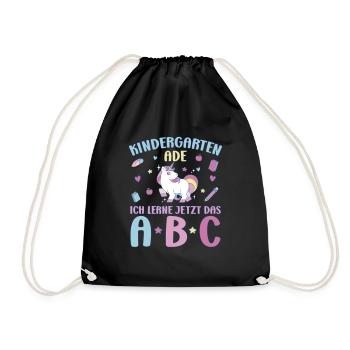 Bye Kindergarten Einhorn Kita Abgänger Mädchen - Turnbeutel - Schwarz - Vorne