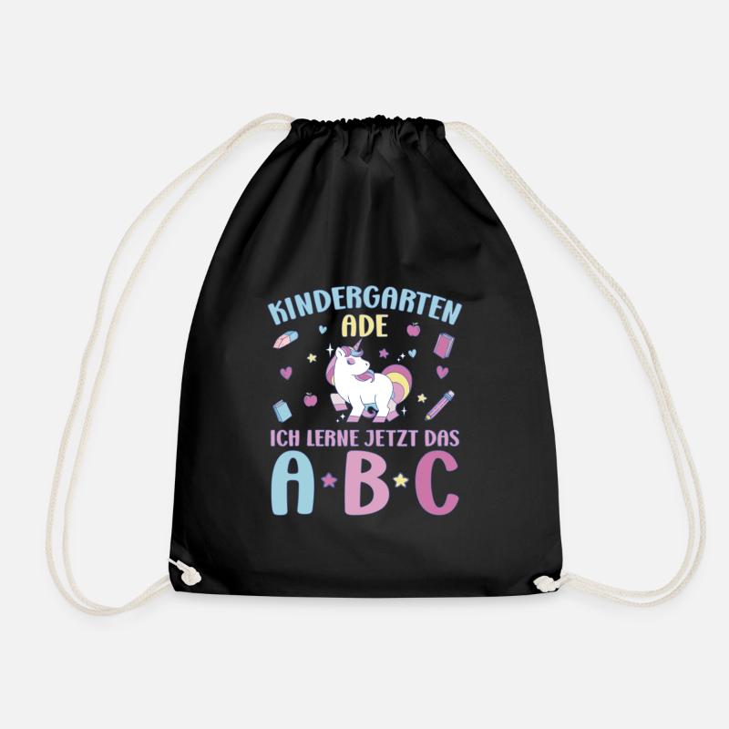 Bye Kindergarten Einhorn Kita Abgänger Mädchen - Turnbeutel - Schwarz
