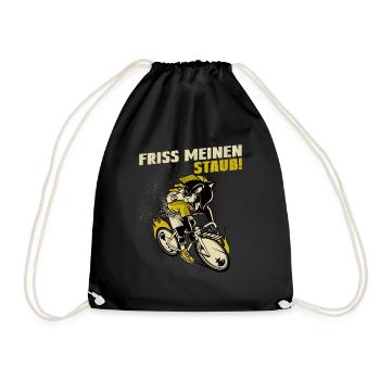 Friss meinen Staub | Radsport Rennrad Shirt - Turnbeutel - Schwarz - Vorne
