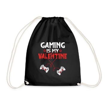 Valentines Day for Gamers Gaming is my Valentine - Drawstring Bag - black - Front