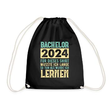 Bachelor 2024 Geschenkidee Abschluss - Turnbeutel - Schwarz - Vorne