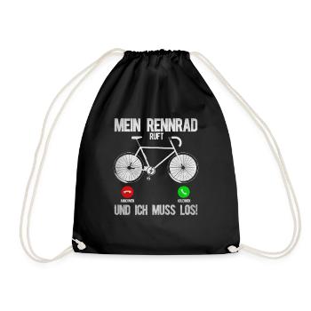 Mein Rennrad ruft und ich muss los - Turnbeutel - Schwarz - Vorne