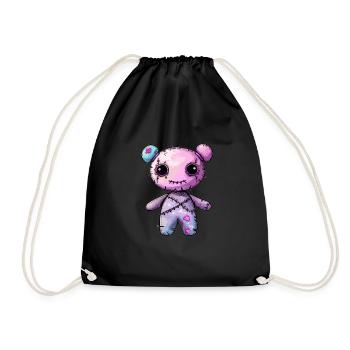 Goth Pastel Cute Creepy Kawaii Voodoo Doll - Drawstring Bag - black - Front