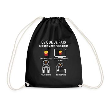 frites temps libre cadeau - Sac de sport léger - noir - Devant