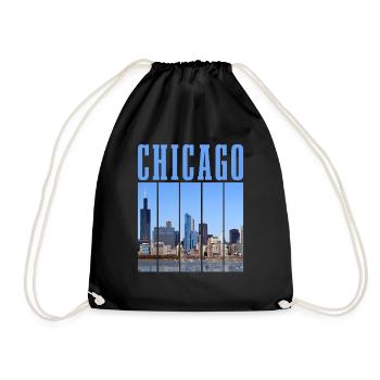 Chicago, Illinois - Drawstring Bag - black - Front