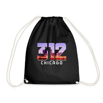 Chicago, Illinois - Drawstring Bag - black - Front