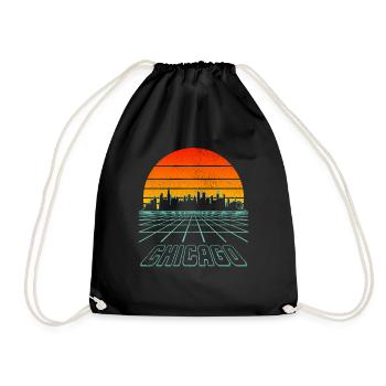 Chicago, Illinois - Drawstring Bag - black - Front