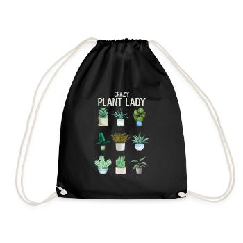 Crazy Plant Lady Gardener Garden Plants Gift - Drawstring Bag - black - Front