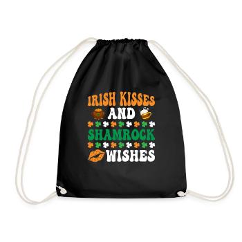 Irish Kisses And Shamrock Wishes St. Patrick's Day - Drawstring Bag - black - Front