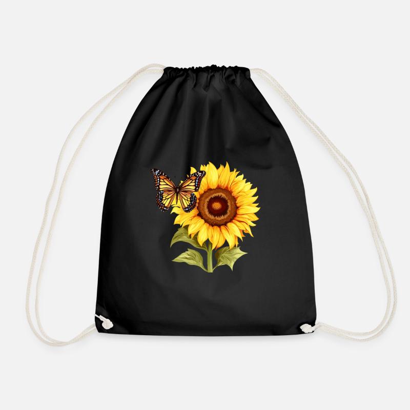 Tournesol avec papillon - Sac de sport léger - noir