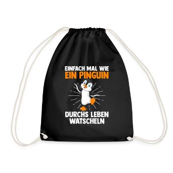 Süße Pinguin - Turnbeutel - Schwarz - Vorne