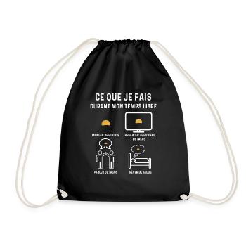 Tacos Free Time Gift - Drawstring Bag - black - Front