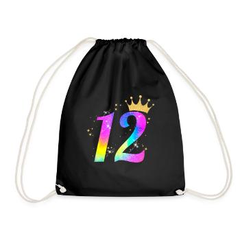 12. Geburtstag Geschenkidee Für 12 Jahre Alt - Turnbeutel - Schwarz - Vorne