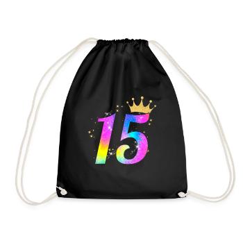 15. Geburtstag Geschenkidee Für 15 Jahre Alt - Turnbeutel - Schwarz - Vorne