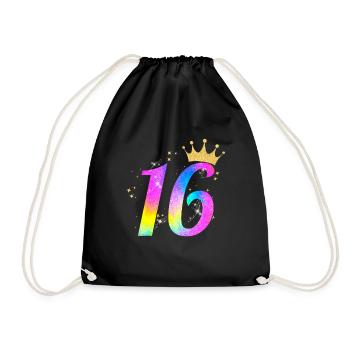 16. Geburtstag Geschenkidee Für 16 Jahre Alt - Turnbeutel - Schwarz - Vorne