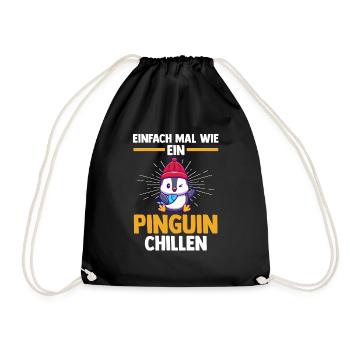 Cute Penguin - Drawstring Bag - black - Front