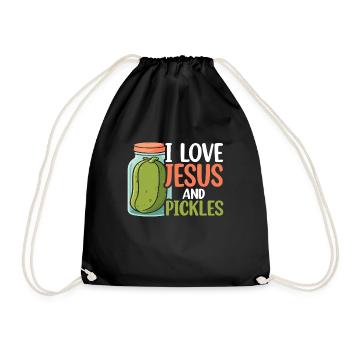 Pickles & Jesus Pickle Gemüseanbau - Turnbeutel - Schwarz - Vorne