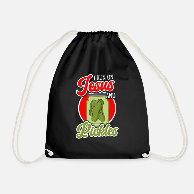 Pickles & Jesus Pickle Vegetable Growing - Drawstring Bag - black