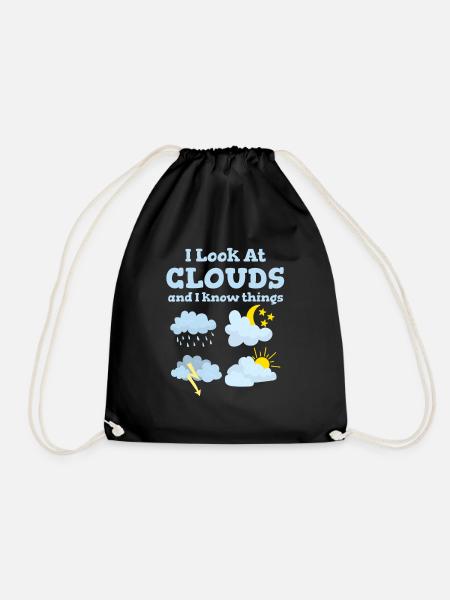 Ich Schaue Auf Wolken Und Ich Weiß Dinge Lustiger - Turnbeutel - Schwarz