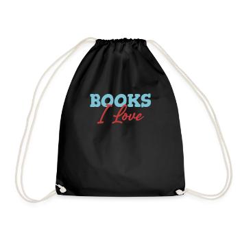 Books I love, bookworm, bookworm, - Drawstring Bag - black - Front