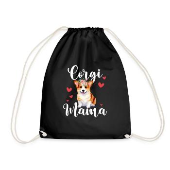 Corgi Mama Puppy Mom Dog Mama Lover - Drawstring Bag - black - Front
